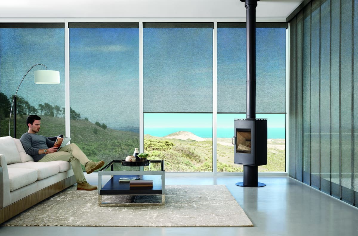 Alustra® Woven Textures® Skyline® Gliding Window Panels near Vista, California (CA) from Hunter Douglas.